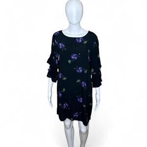 Sanctuary black floral dress size M ruffled sleeves